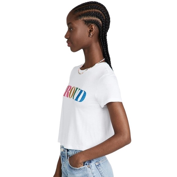 Beach Riot PROUD Rainbow Graphic Crew Neck Crop T Shirt Women’s Large - Picture 4 of 12